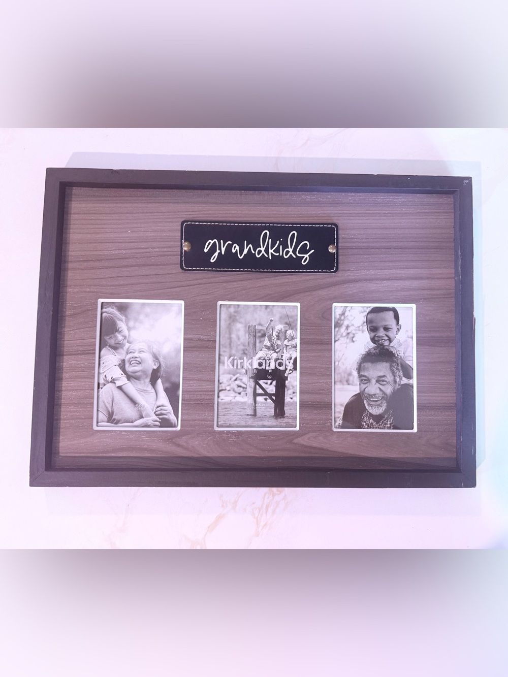 NWT Kirkland Signature Grandkids Multi-Photo Frame - Black & Wood Tones